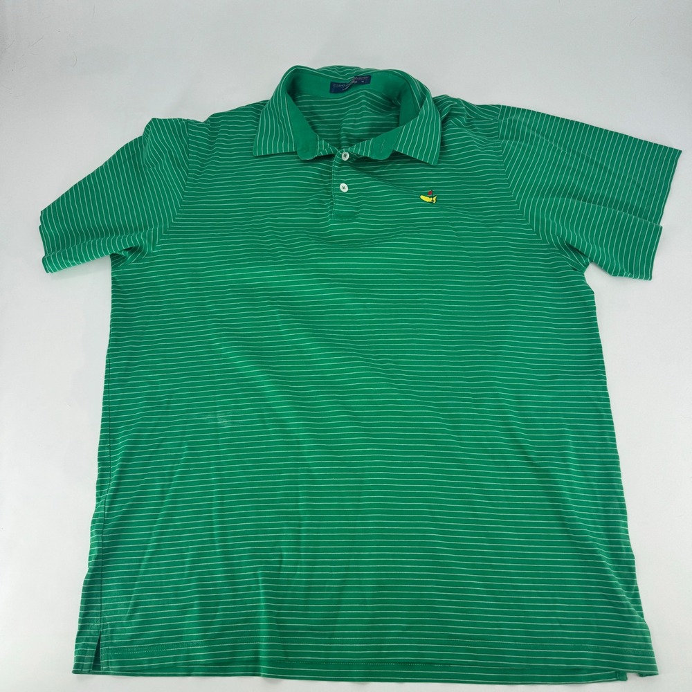 Masters Clubhouse Collection Polo Shirt Mens XL Green Striped Made in Italy